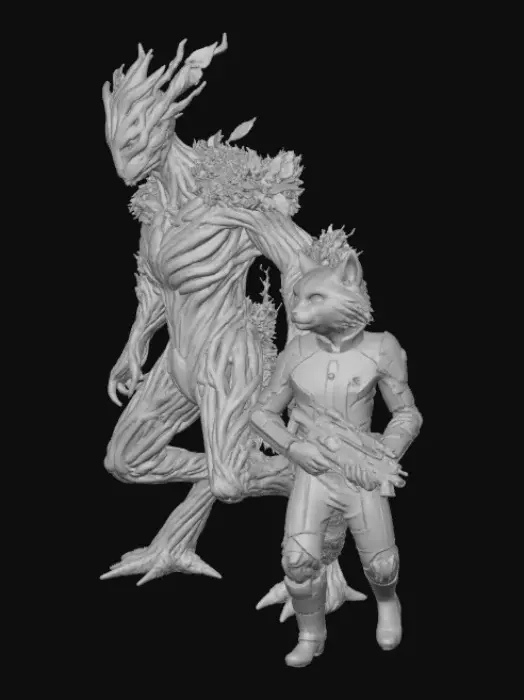 3D model for #Thanksgiving#, Rocket and groot