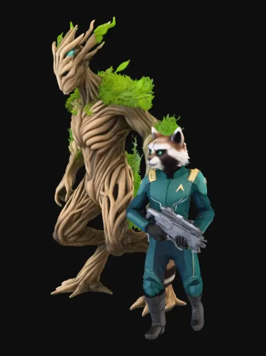 3D model for #Thanksgiving#, Rocket and groot