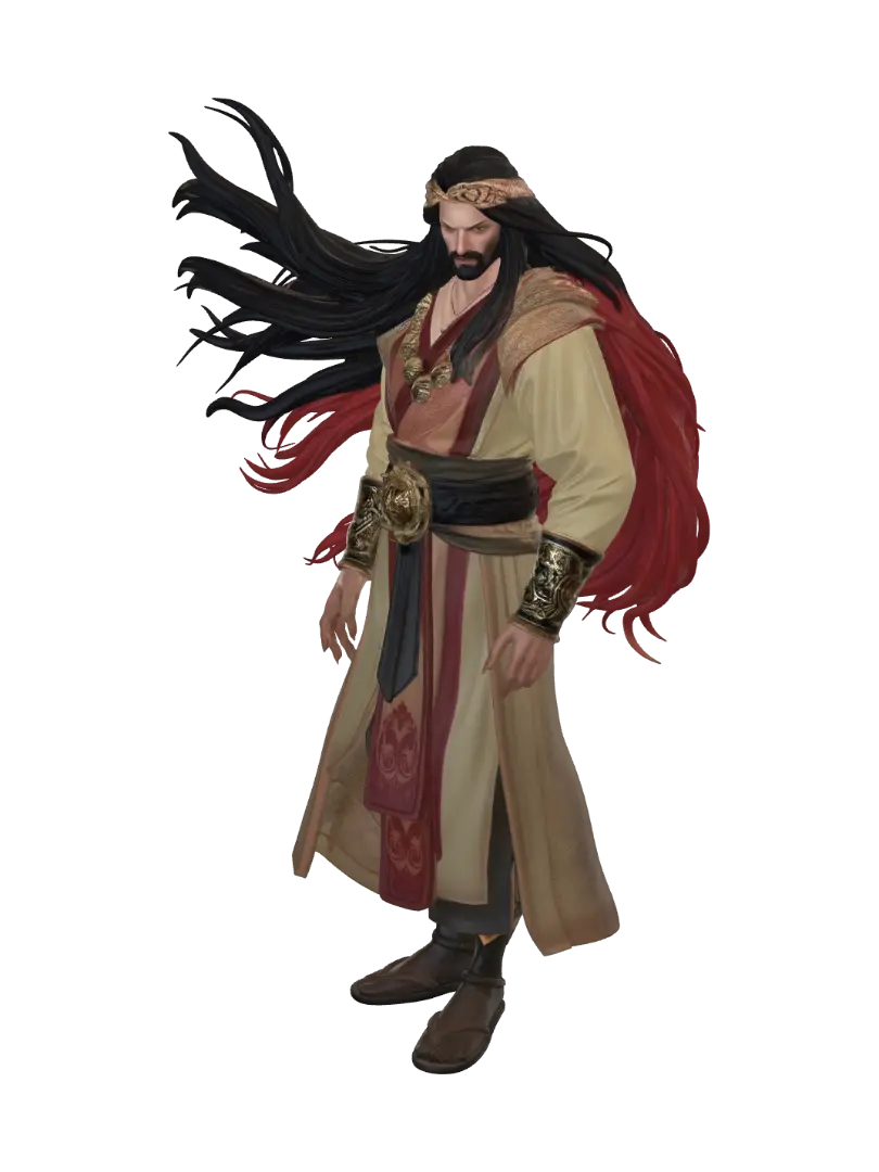 Modelo 3D de male with long hair with middle eastern attire from medieval era , the person is nobble - Turban, gerado por IA