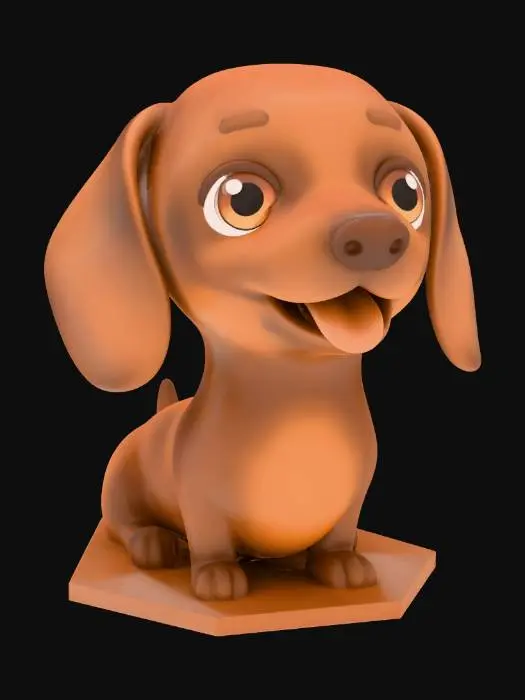 3D model for Chocolate Puppy on a Hex Base