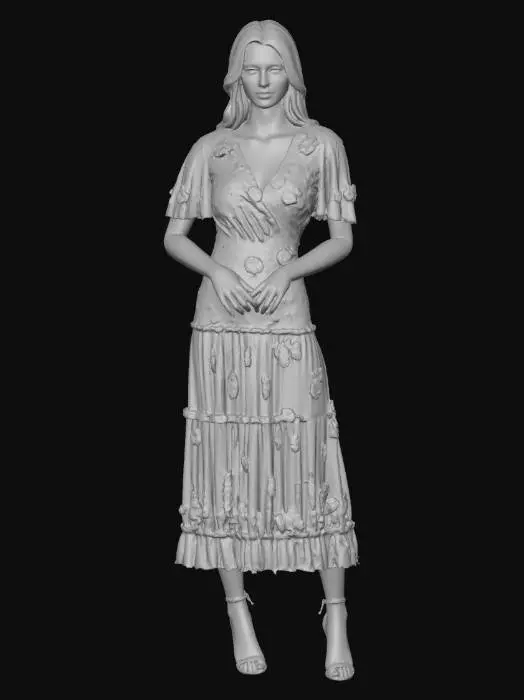 3D model for Lemon Floral Lace Midi Dress