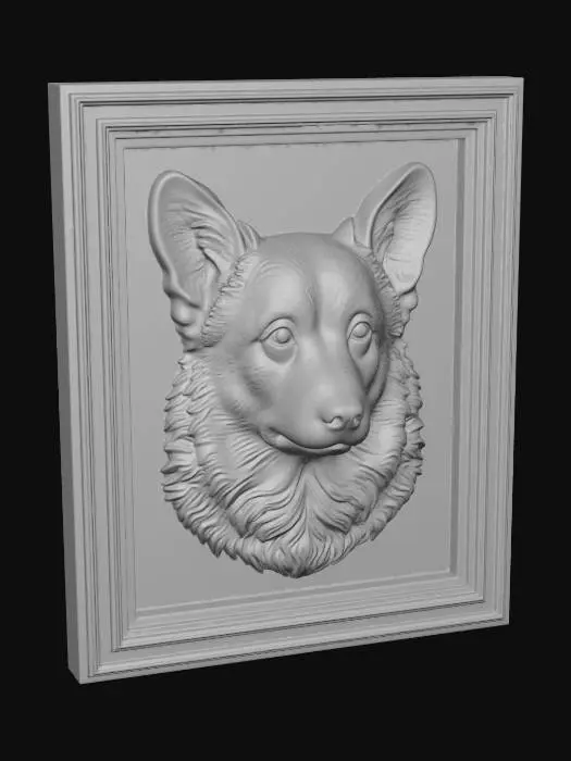 3D model for Marble-Framed Corgi Portrait