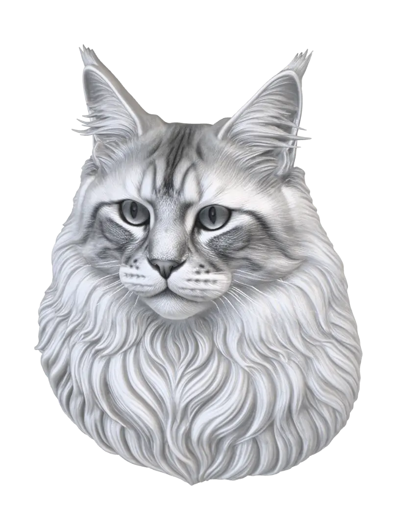 Regal Maine Coon - Mainecoon 3D model, vytvořený pomocí AI