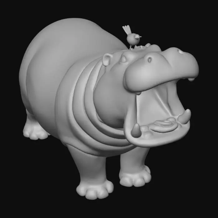 3D model for Yawning Hippo