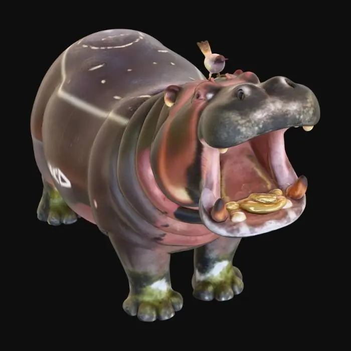 3D model for Yawning Hippo