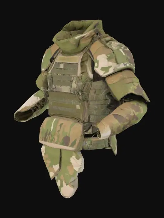 3D model for Tactical Body Armor with shoulder and hands armor