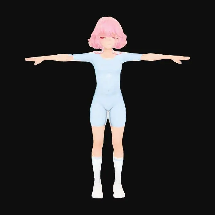 3D model for Pink-Haired T-Pose femboy basik model