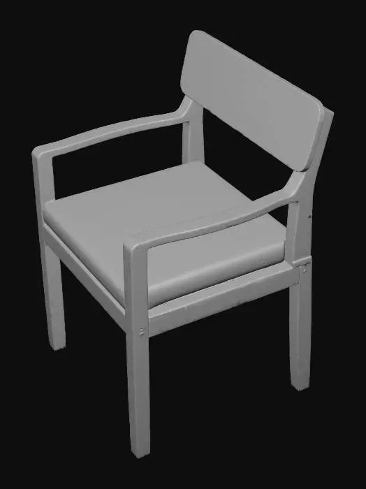 3D model for Wooden Blue-Cushion Chair