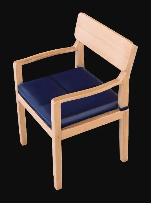 3D model for Wooden Blue-Cushion Chair