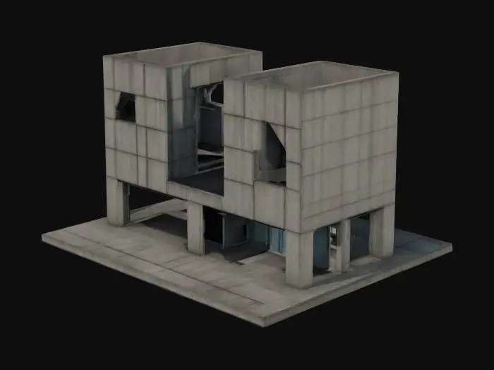3D model for I need a basic building based on brutalist architecture.