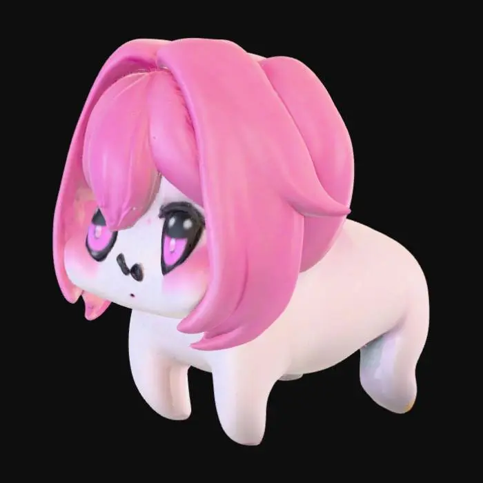 3D model for Kawaii Creature with Pink Hair