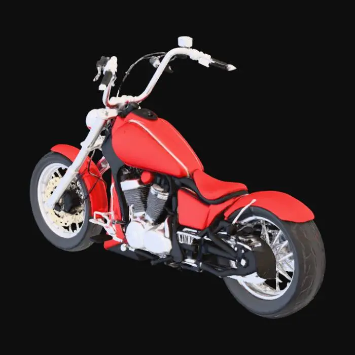 3D model for Red Chopper Motorcycle