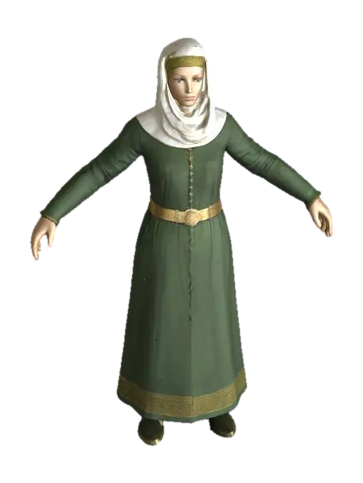 Medieval Elegance - Noblewoman 3D model, vytvořený pomocí AI