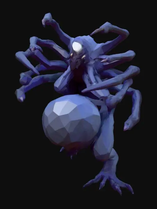 3D model for erstelle mir ein low poly npc monster mit 8 armen sowie ein spinnenmensch