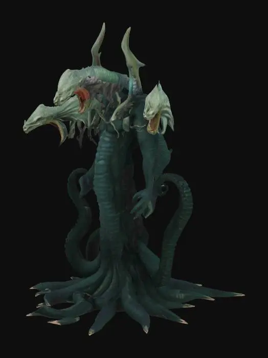 3D model for 3 Headed Hydra, Each head is a different God consisting of Zeus, Poseidon and Hades, the legs are tentacles
#ocean#