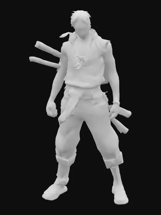 3D model for make zoro from one piece 3d model with  his 3 katanas (colourful)

