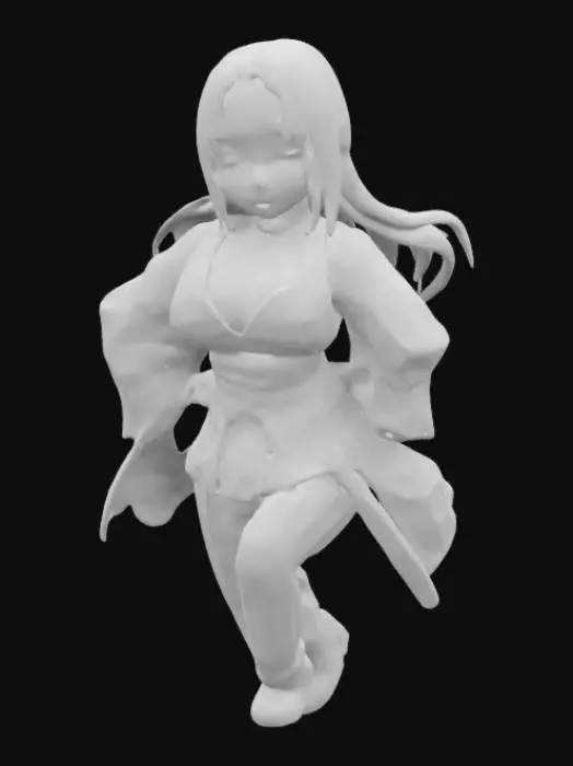 3D model for Confident Warrior in Green Kimono