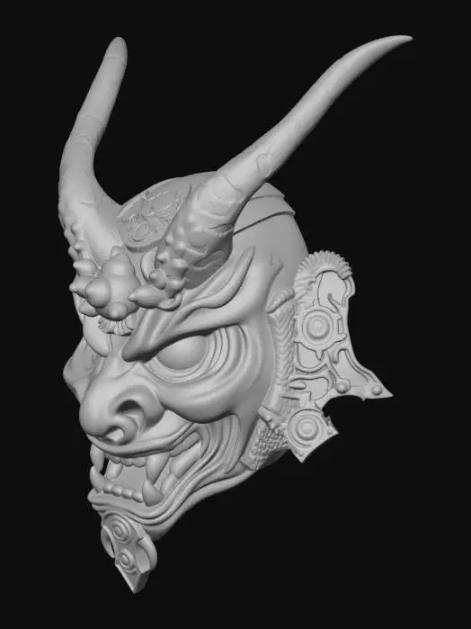 3D model for oni mask samurai, high detail, 8k
