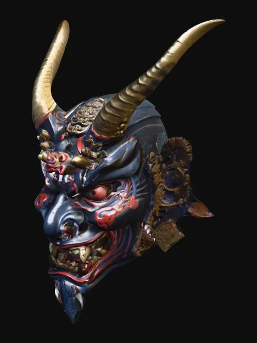 3D model for oni mask samurai, high detail, 8k