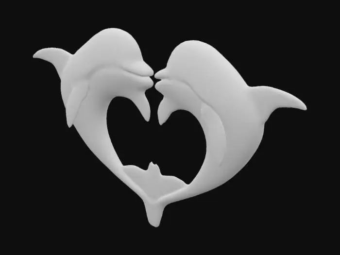 3D model for Delfin Paar als Herzform