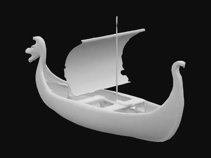 3D model for  Wikingerschiff, schlicht, ohne Ruder, vorne einen kleinen Drachenkopf