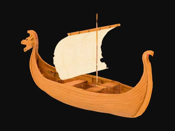3D model for  Wikingerschiff, schlicht, ohne Ruder, vorne einen kleinen Drachenkopf