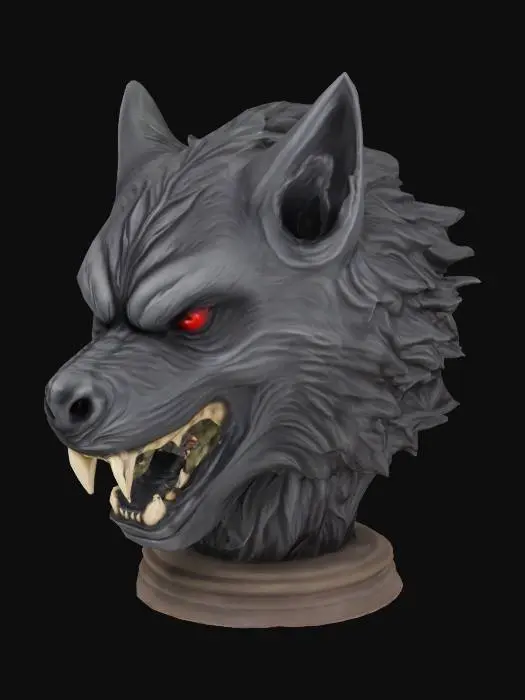 3D model for Böser Wolfskopf als Statue
