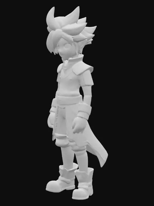 3D model for Wolke, flach, mit süssem Gesicht.