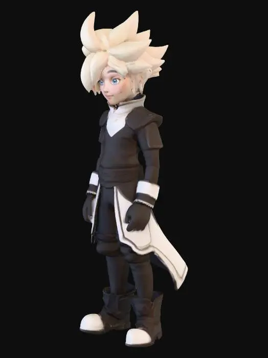 3D model for Wolke, flach, mit süssem Gesicht.