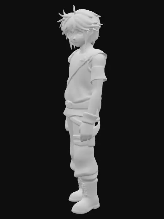 3D model for Wolke, flach, mit süssem Gesicht.