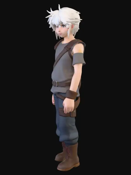 3D model for Wolke, flach, mit süssem Gesicht.