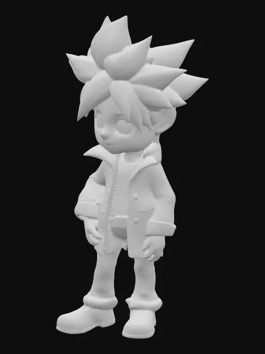 3D model for Wolke, flach, mit süssem Gesicht.