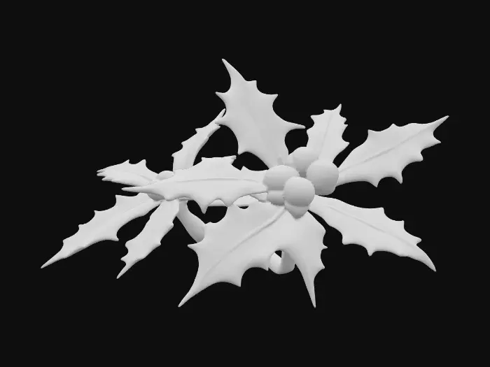 3D model for Sprigs of holly with red berries
