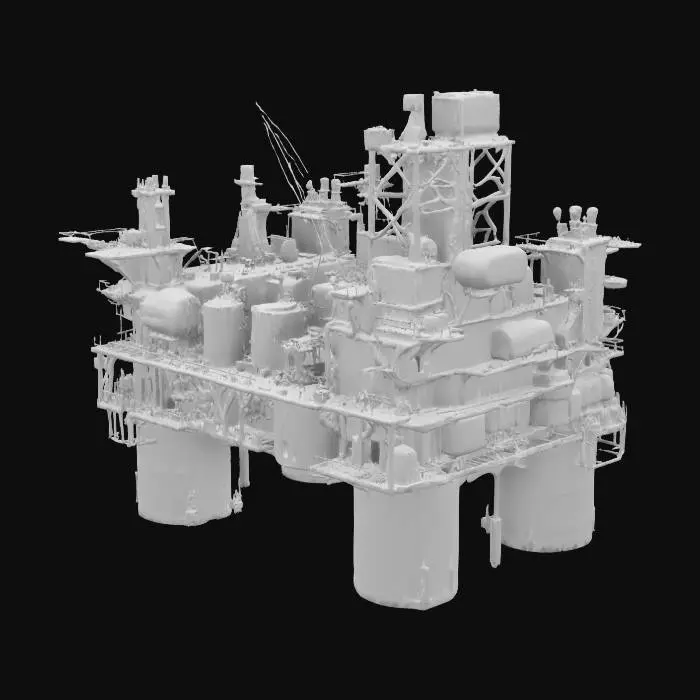 3D model for a really big oil rig, with a lot of containers and barrels and things like that