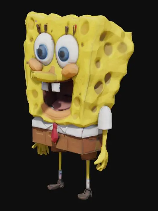 3D model for Spongebob with hands down.