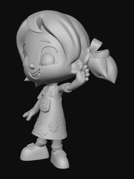 3D model for Girl in Pink Dress Waving