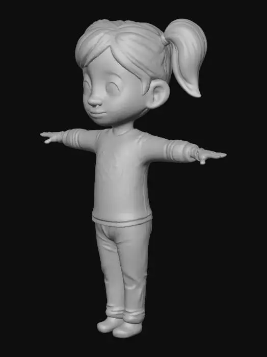 3D model for Animated Girl in Pink and Blue