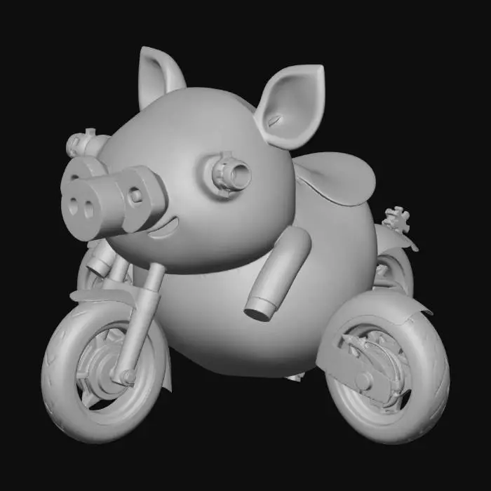 3D model for 🐷⚡ “Lợn Siêu Tốc – Turbo Pig Rider”
Hình dạng:
🐷 Con lợn to, thân tròn, có yên ngồi + tay lái, hai bên gắn turbine mini
Di chuyển:
🏃 Chạy siêu nhanh trên đất
💨 Boost = phóng như tên lửa
🛫 Nhảy xa, lướt nhẹ trên không
Điểm bựa:
🐽 “Hít đất” → tăng tốc 😭
💨 Boost bằng… “phụt phía sau”
🥕 Ăn cà rốt = hồi năng lượng
🐷🎨 Màu sắc – Lợn Siêu Tốc
🐷 Thân chính:
Hồng pastel (màu lợn truyền thống) nhưng bóng nhẹ như kim loại ✨
⚡ Đường viền & chi tiết:
Vàng neon hoặc cam cháy → nhìn kiểu “siêu tốc – năng lượng cao”
💨 Turbine hai bên:
Xám bạc + phát sáng xanh dương khi kích hoạt
👀 Mắt:
LED xanh lá hoặc đỏ → nhìn hơi “ngầu ngầu” 🤖
🐽 Mũi & tai:
Hồng đậm hơn, có thể phát sáng nhẹ khi boost 😭
🔥 Hiệu ứng khi tăng tốc:
Đuôi + phía sau phát sáng màu xanh dương / tím kiểu phản lực