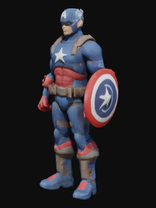 3D model for Create a detailed action figure of Caption America, with fine mesh model and smooth surface make sure there is no empty spots.
