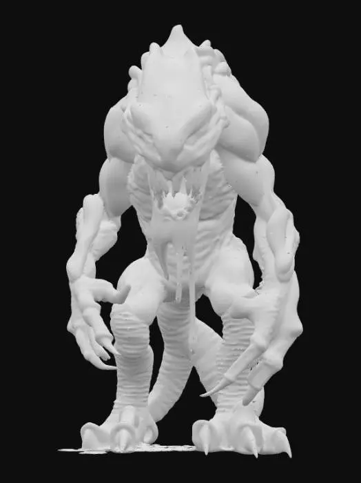 3D model for A giant purple and black, oozing horror monster, it has countless, giant jagged teeth. It is muscular and grotesque.