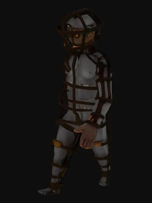 3D model for A cage Body charachter with an Eye Inside the Cage . in T pose and symetric