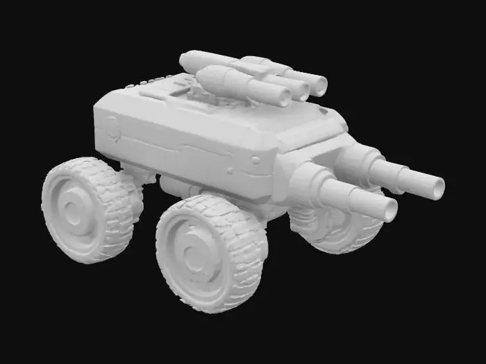 3D model for Object is a wheeled robot with a rectangular body, multiple cylindrical components, omni-directional wheels, and a smooth, matte texture with some illuminated accents.  cylindrical barrel and rotating multi-barrel design, featuring a vibrant blue and orange color scheme with a smooth plastic texture. is a brightly colored, playful water toy featuring a cylindrical blue and red body with a funnel-like, a spiral green hat, and a flexible hose, accented shapes and a hoop for water flow. #garden#