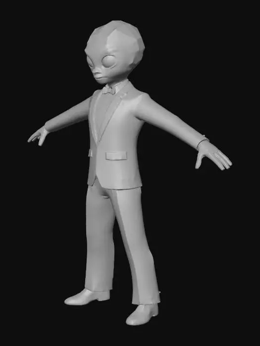 3D model for "helper" alien with tuxedo suit