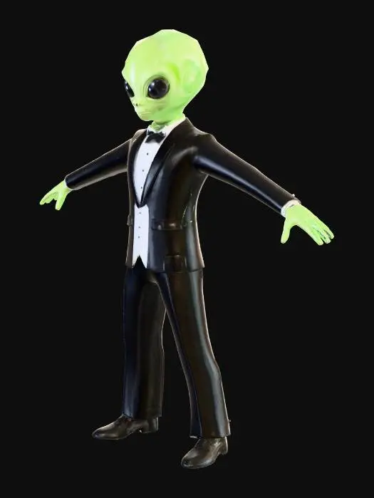 3D model for "helper" alien with tuxedo suit