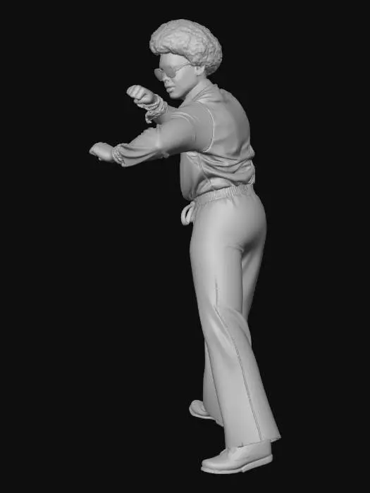 3D model for 70'lerin disko tarzı kung fu pozlu dövüşçü