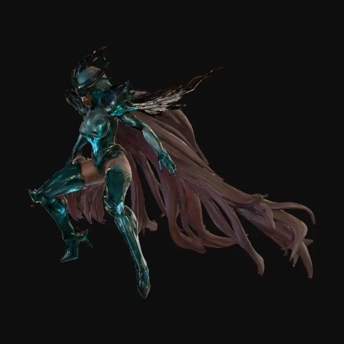 3D model for Final Fantasy VII , A very scary female monster, Jenova, presents with an ethereal presence, very pale skin, ,starkly contrasted by angular, wild patterns in a cyber body suit. White hair, and her eyes possess an evil, glowing luminescence. , dark in the background, epic, creative, dramatic, soft shadows, perfect, Insanely detailed, breathtaking, divine, celestial, elegant, dynamic, beautiful, dreams, Imaginarium, atmospheric, gentle, unusual, #villain#