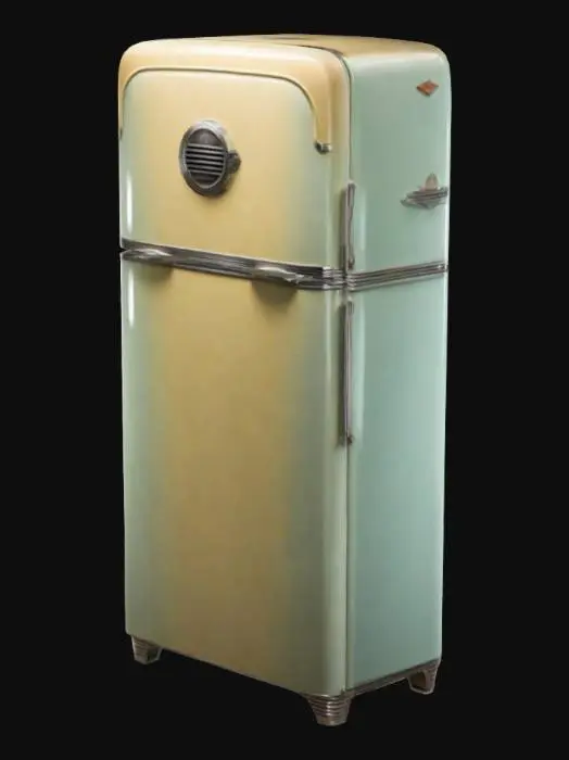 3D model for 1950s style art deco vintage refrigerator