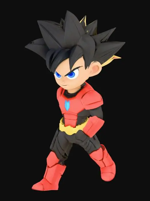 3D model for Chibi Hero in Red Armor