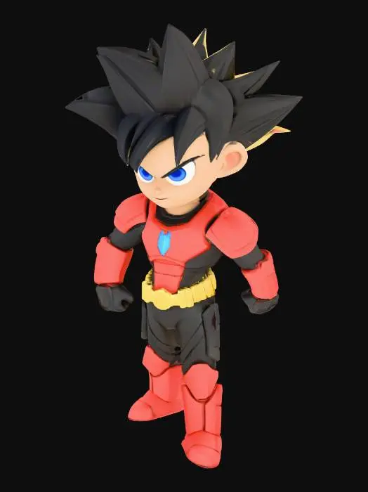 3D model for Chibi Hero in Red Armor