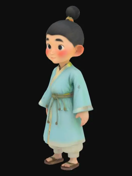 3D model for Imagine a small village nestled amongst mist-shrouded mountains, where the air hums with an ancient quietude. In this village lives Li Mei, a boy no older than ten, with eyes that sparkle with an inquisitive spirit and a heart that yearns for something beyond the ordinary.


Li Mei, the young Taoist boy, stands at the threshold of a profound adventure, ready to unravel the mysteries of cultivation and embark on a path that will shape not only his destiny but perhaps, the destiny of his village and beyond. Draw Li Mei in a humanoid model that is easy to rig

